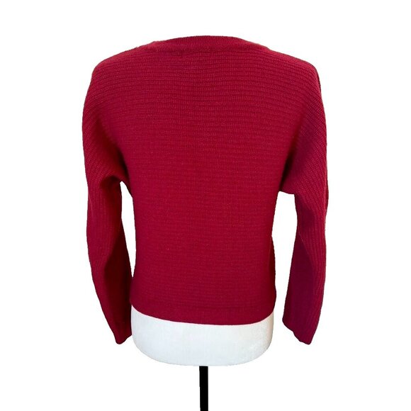 BIANCO & BLU Italy Sweater Size Small Merino Wool Cashmere Blend Ribbed Knit Red - Picture 5 of 7